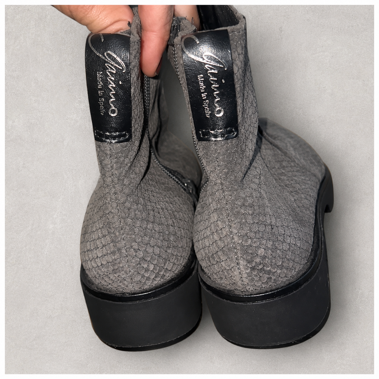 Office London Grey Suede Snakeskin Chelsea Ankle Boots UK 7