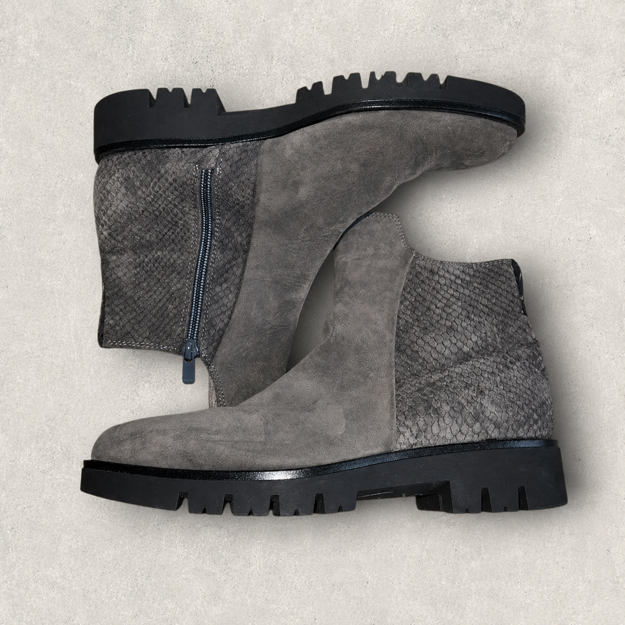 Office London Grey Suede Snakeskin Chelsea Ankle Boots UK 7