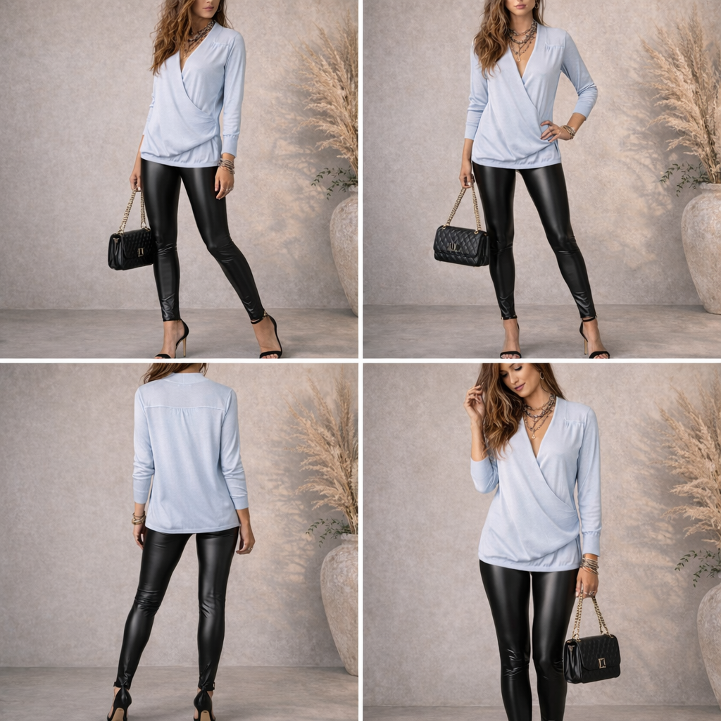 Repeat Pale Blue Soft Cotton Wrap Jumper UK 8