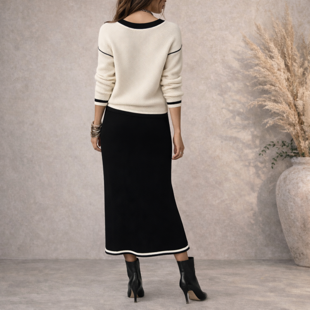 Stylewe Black Knit Midi Pencil Skirt UK 8/10