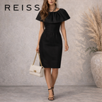 Reiss Black Taffeta Wide Collar Sleeveless Mini Dress UK 8