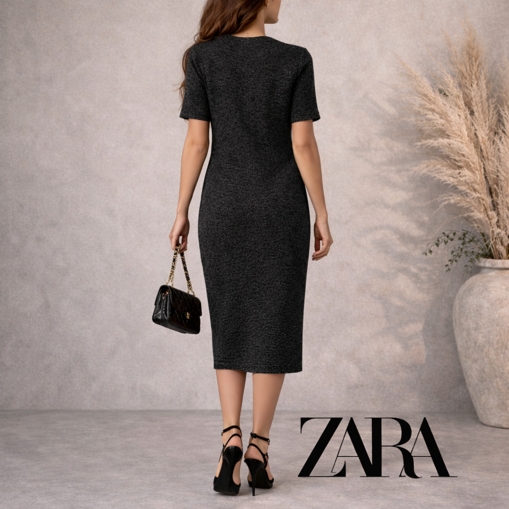 Zara Charcoal Grey Knit Jumper Dress UK 10