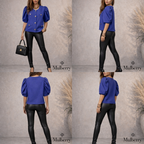 Mulberry Purple Short Puff Sleeve Cropped Waffle Jacket UK 8