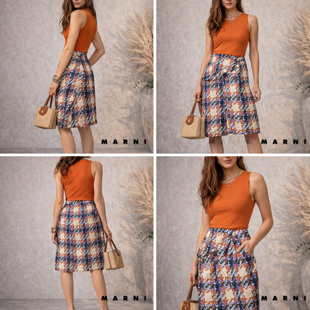 Marni Multi Coloured Silky Light Summer Skirt UK 12