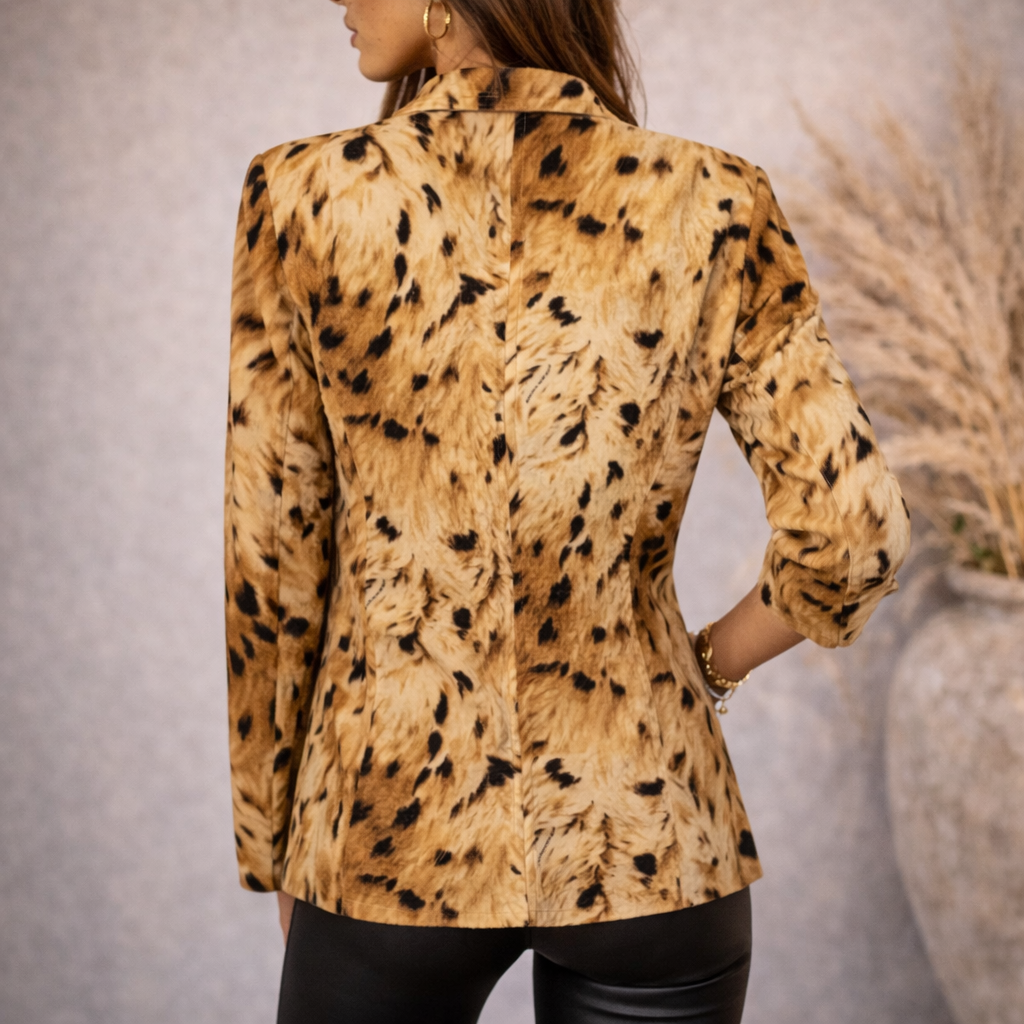 Roccobarocco Jeans Vintage Leopard Print Fine Needlecord Jacket UK 12