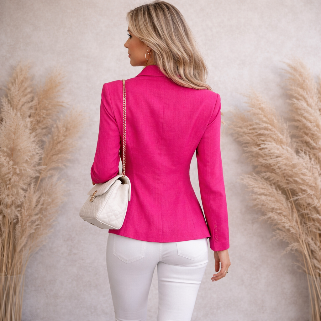 Max Pierre Pink Linen Embroidered Sequin Jacket UK 12