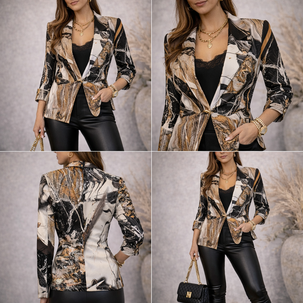 Roberto Naldi Abstract Print Fitted Jacket UK 10/12