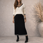 Stylewe Black Knit Midi Pencil Skirt UK 8/10