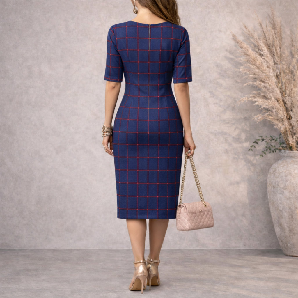 Dorothy Perkins Navy & Red Check Dress UK 10