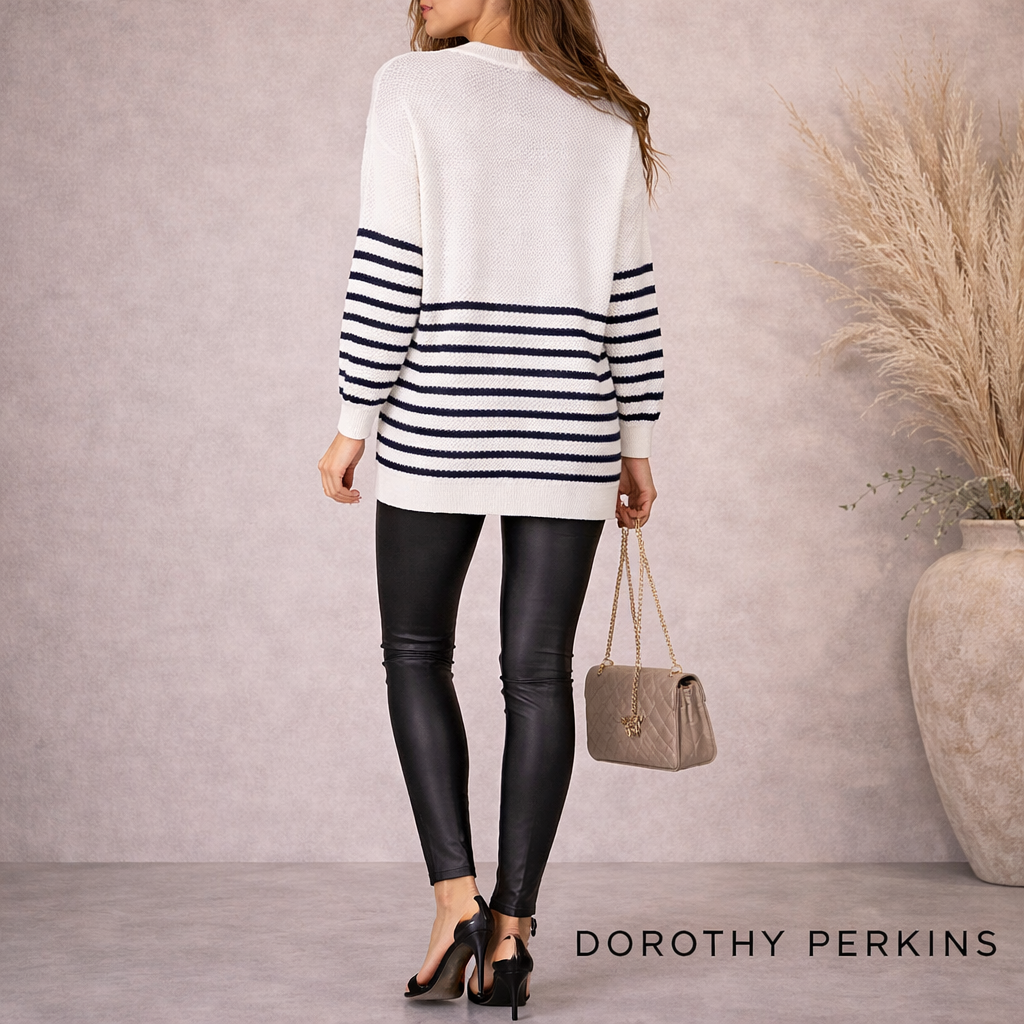 Dorothy Perkins Black Ivory Waffle Knit Cardigan UK 12