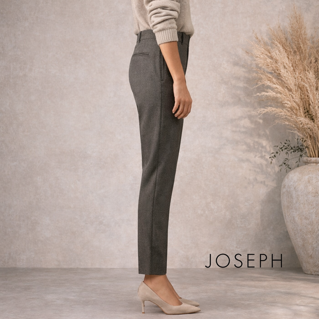 Joseph Zoom Dove Grey Flannel Stretch Trousers UK 10