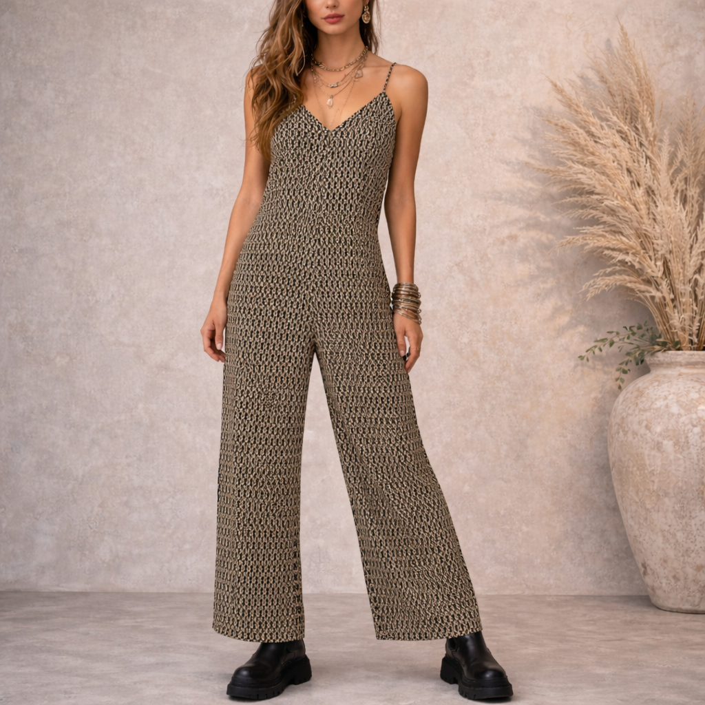 Nasty Gal Retro Chain Print Strappy Trapeze Jumpsuit UK 6