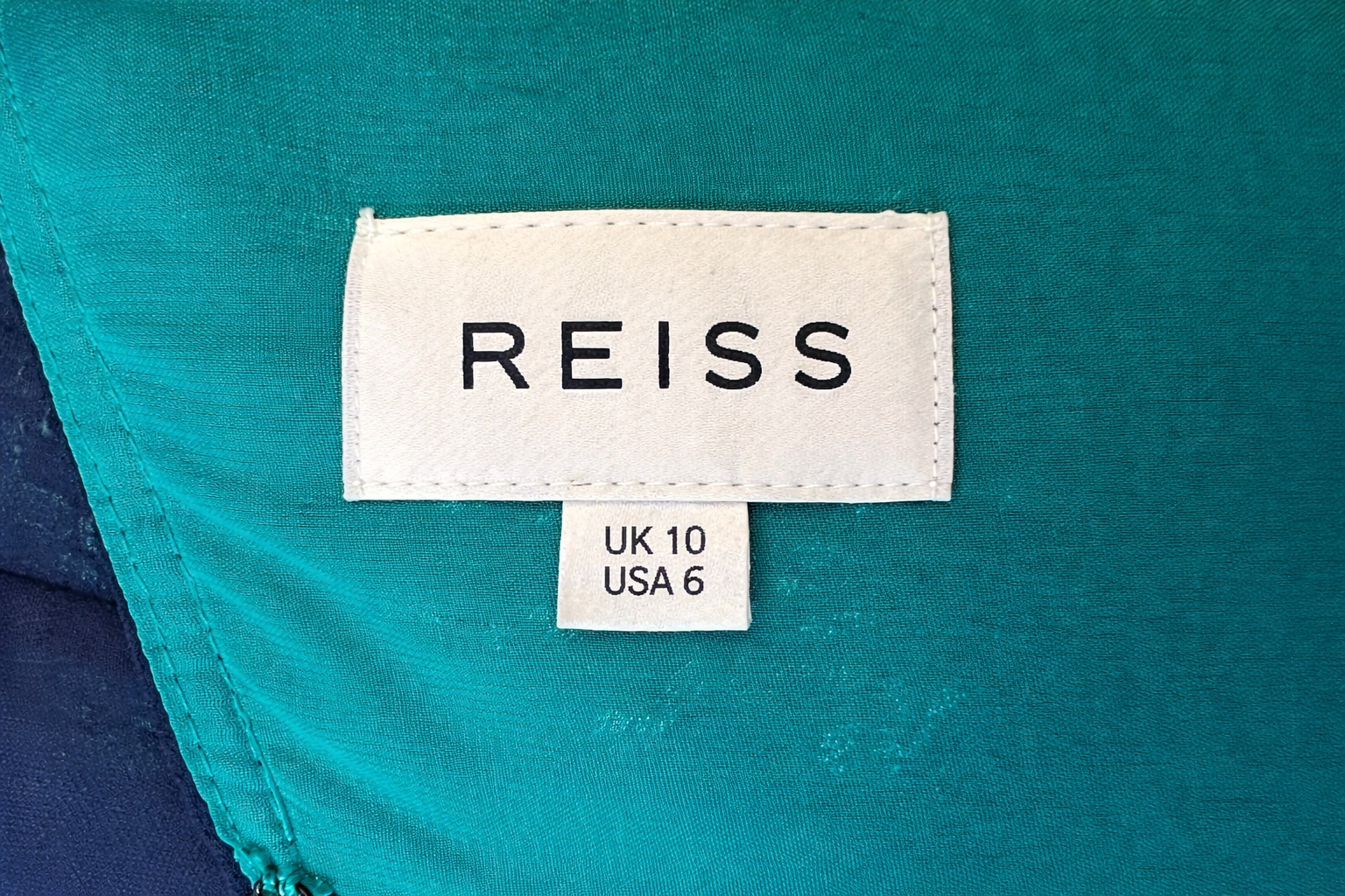 REISS Navy Chiffon Overlay, Emerald Sequin Dress UK 10
