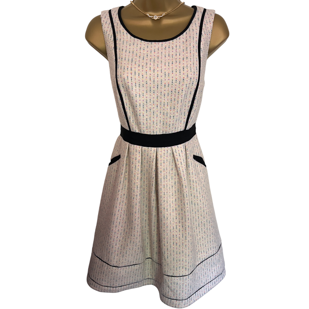 Monsoon Ivory Fit & Flare Sparkly Sleeveless Dress UK 12