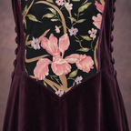 Vintage AnnaBelinda Plum Velvet Floral A-Line Dress UK 12
