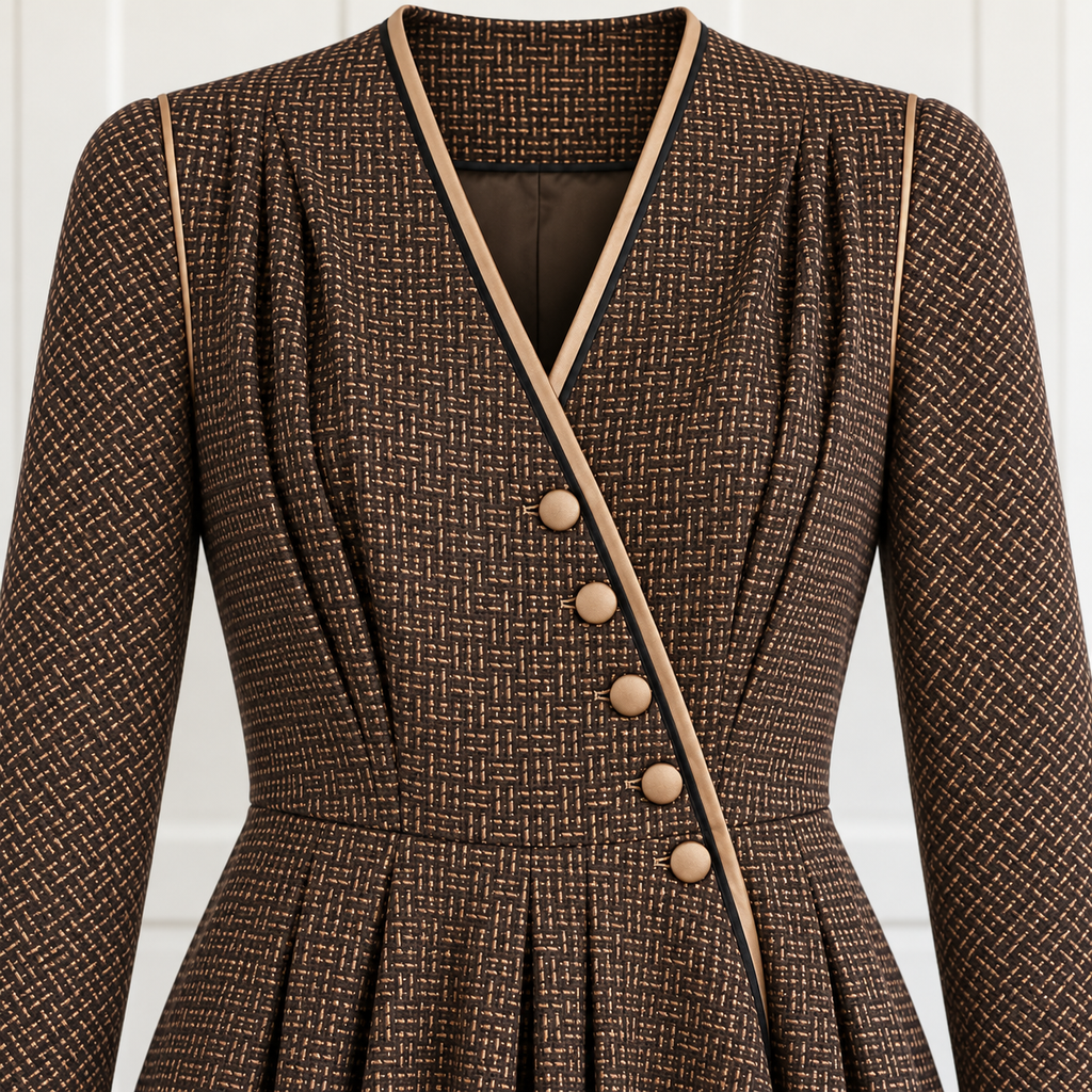 AnnaBelinda Vintage Brown & Bronze Wool Silk Dress UK 14/16 Unworn