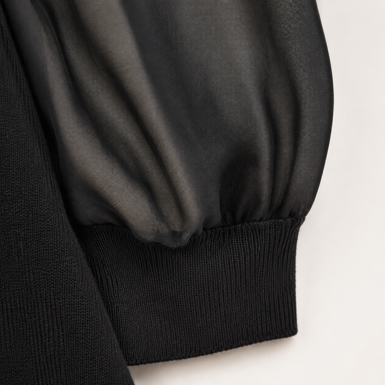 L.K. Bennett Rosa Black Knit Dress Sheer Silk Sleeves – UK 12
