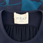 Wrap London Navy & Teal Leaf Print Dress UK 8