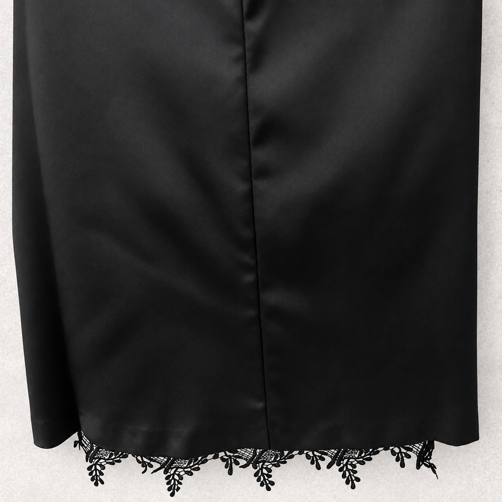 Precis Isabelle Jet Black Satin & Lace Dress UK 10 NWT