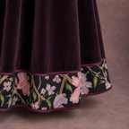 Vintage AnnaBelinda Plum Velvet Floral A-Line Dress UK 12