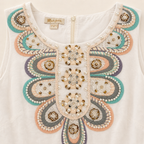 Monsoon Embellished White Cotton Shift Dress UK 8