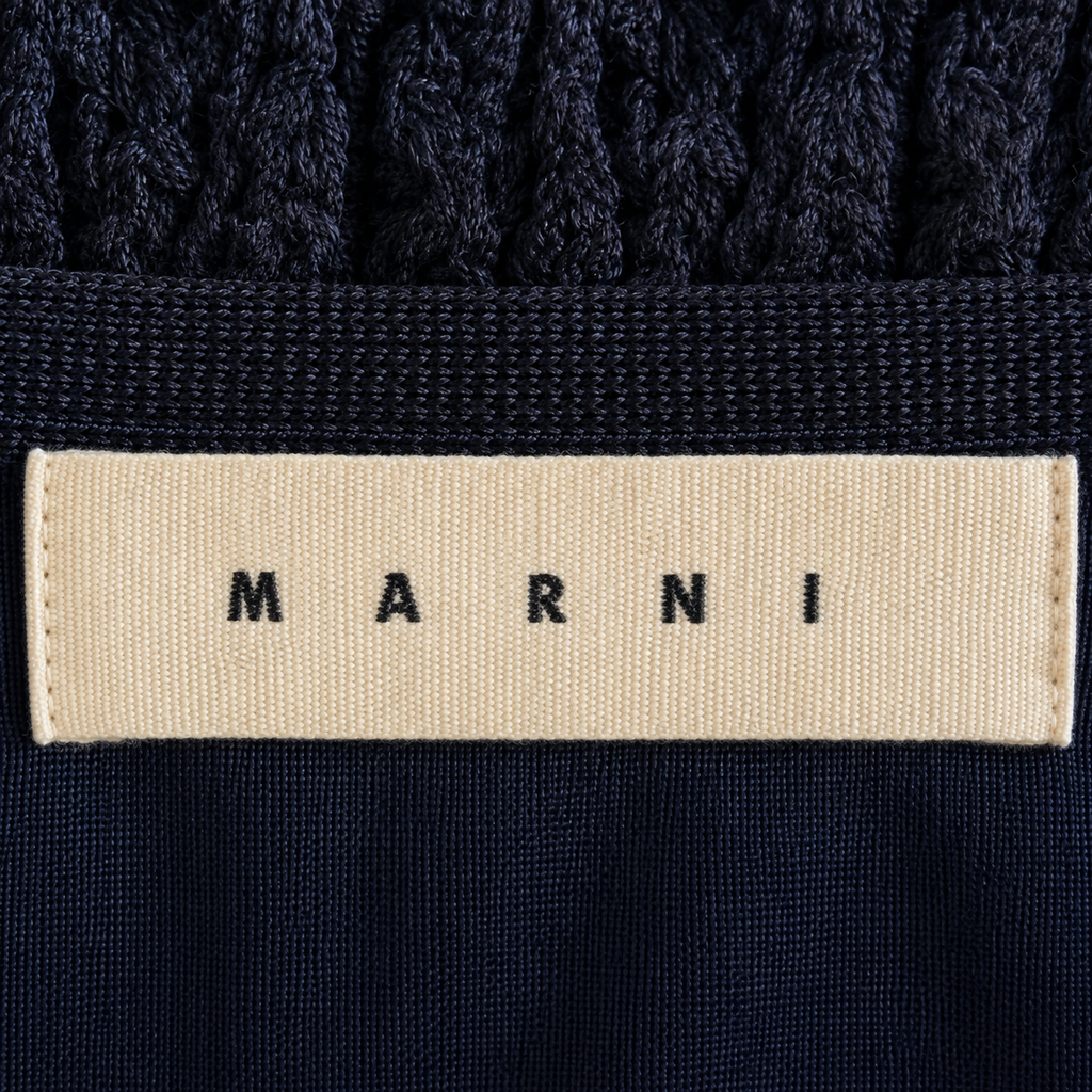 Marni Crochet & Wool-Blend A-Line Dress – Navy – Size S / UK 6
