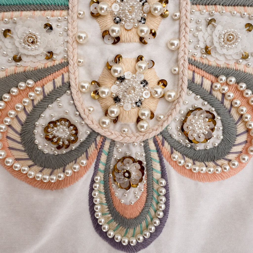 Monsoon Embellished White Cotton Shift Dress UK 8
