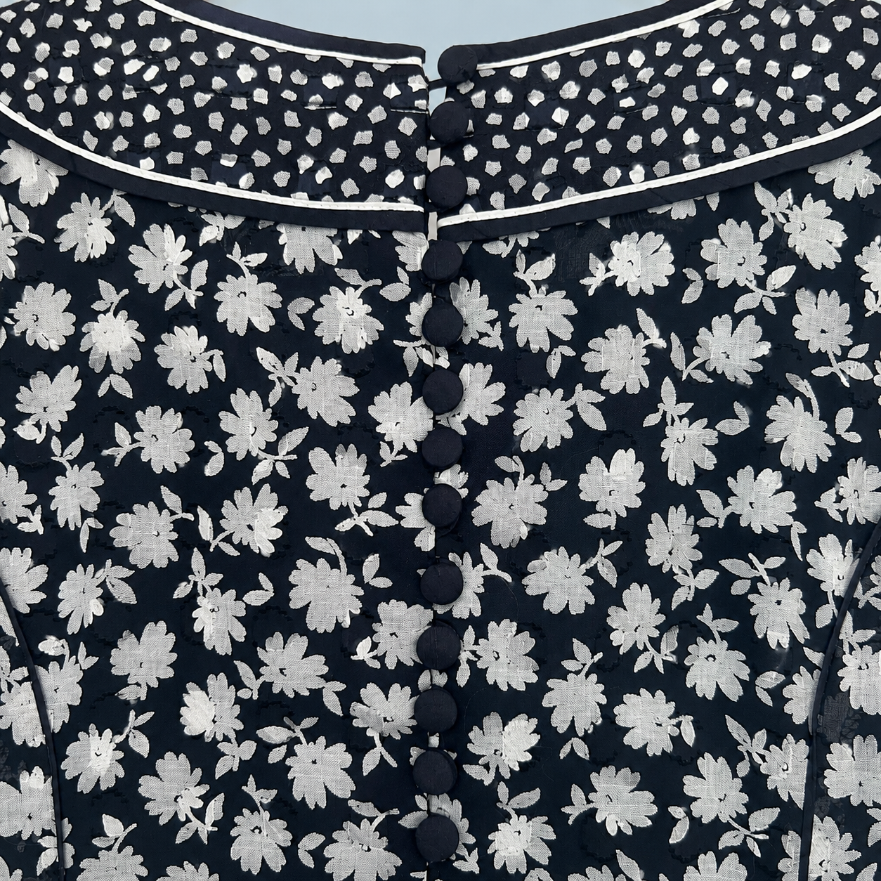 Vintage AnnaBelinda Oxford Navy & White Floral Dress UK 14/16