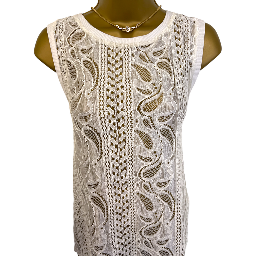 Numph White Lace Sleeveless Top UK 10