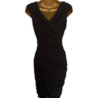 Phase Eight Womens Black Ruched Bodycon Dress UK 14