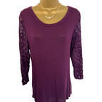 Country Casuals Purple Lace Sleeves Knit Top UK 8