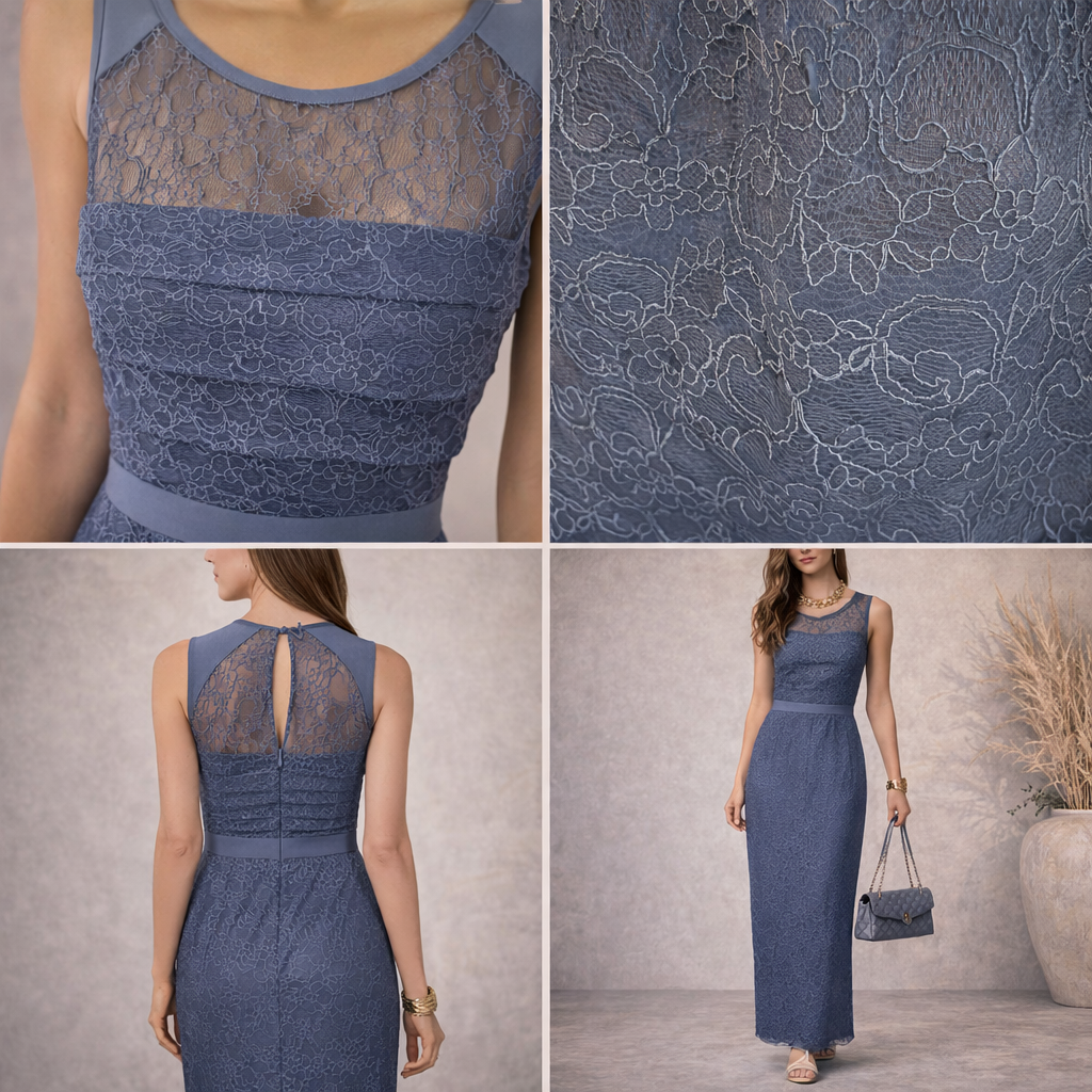 Whistles Narcisse Petrol Blue Lace Maxi Dress UK 10