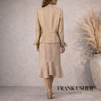 Frank Usher Pale Gold Shimmer 3 Piece Skirt Suit UK 14