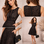 Eliza J Black Lace Ladder Detail Dress UK 10