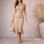 Frank Usher Pale Gold Shimmer 3 Piece Skirt Suit UK 14