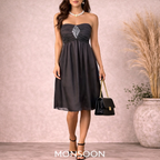 Monsoon Grey Silk Beaded Sleeveless Midi Dress UK 12/14