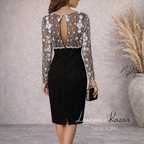 Laurence Kazar Vintage Black & White Beaded Dress 1980 UK 12