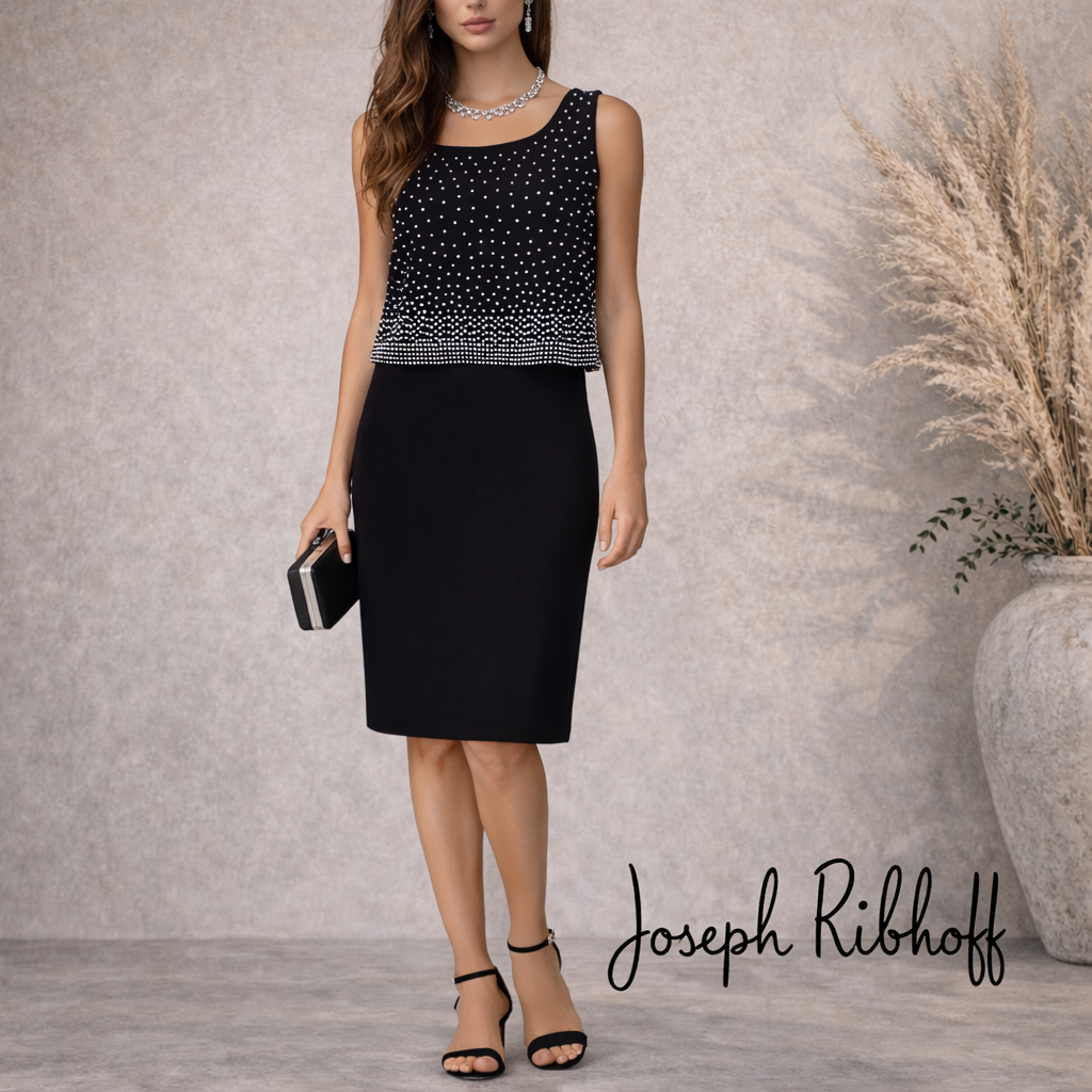 Joseph Ribkoff Navy Silver Beaded Dress Suit UK 12