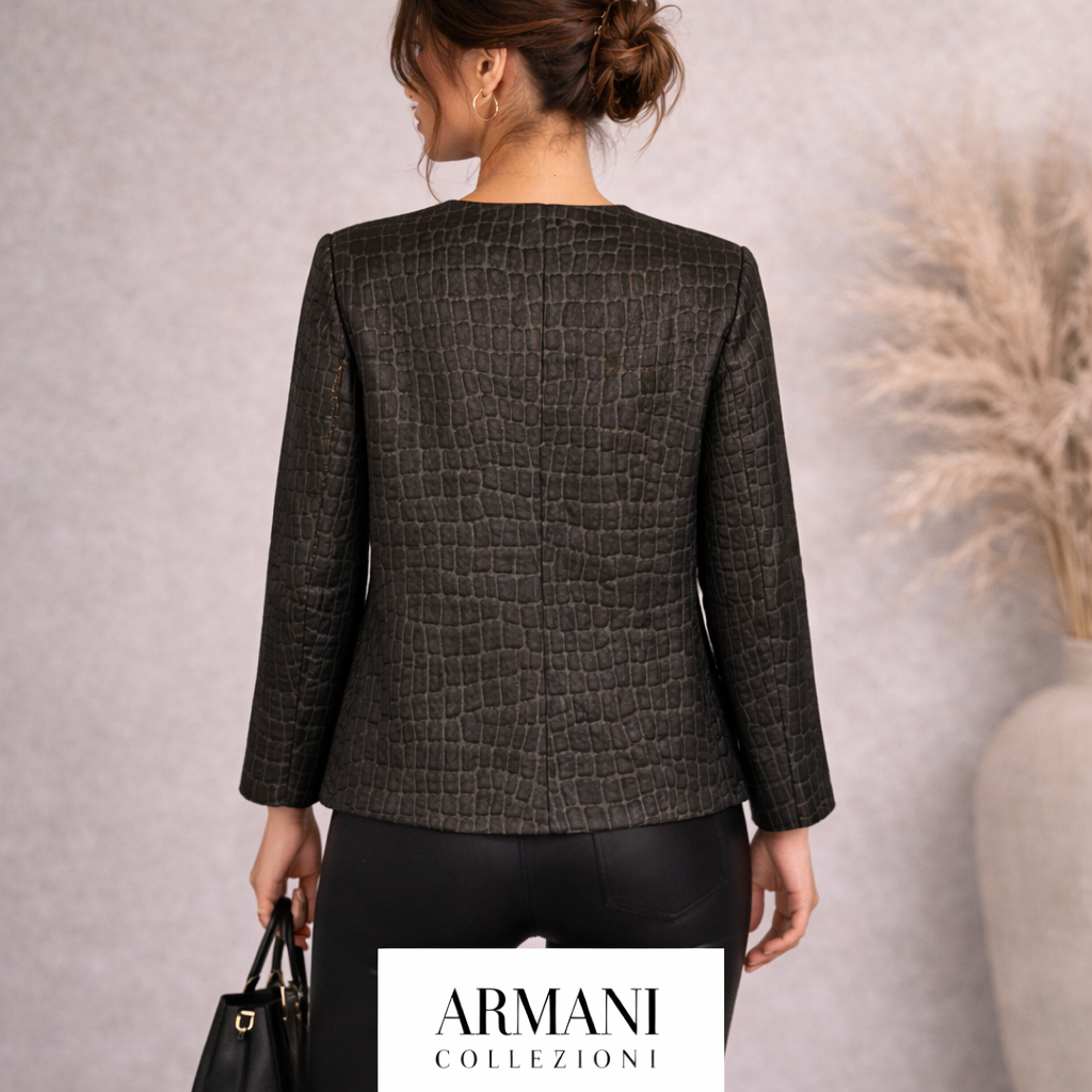 Armani Collezioni Black Gold Thread Jacquard Jacket UK 12