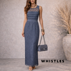 Whistles Narcisse Petrol Blue Lace Maxi Dress UK 10