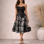 Monsoon Vintage Deco Avant Silver Fan Dress UK 10/12