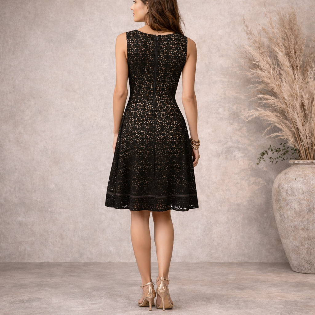 Eliza J Black Lace Ladder Detail Dress UK 10
