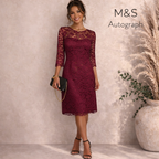 M&S Autograph Dark Red Lace UK 14