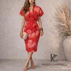 Paddy Campbell Vintage Cerise Pink Floral Silk Dress Suit UK 10/12