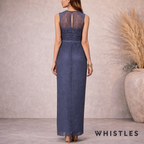 Whistles Narcisse Petrol Blue Lace Maxi Dress UK 10