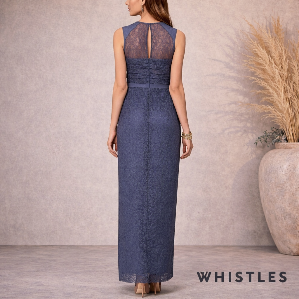Whistles Narcisse Petrol Blue Lace Maxi Dress UK 10