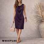 Whistles Dark Plum Wool Blend Shift Dress UK 8