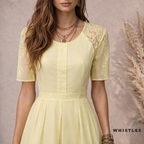 Whistles Lemon Yellow Lace Dress  UK 12