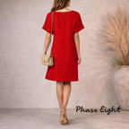 Phase Eight Zelda Red Orange Crepe Dress UK 12