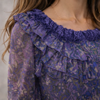 DKNY Jeans Purple Blue Chiffon Drop Waist Dress UK 10